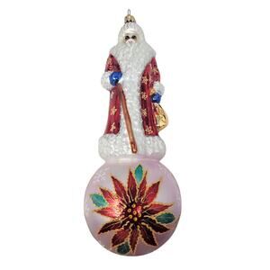 2005 Christopher Radko 15th Anniv WINTER BLOSSOM Hand Blown Santa Ornament